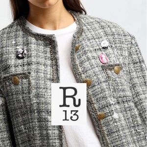 Like New R13 Paint Splatter tweed blazer/jacket, L,  PG1456